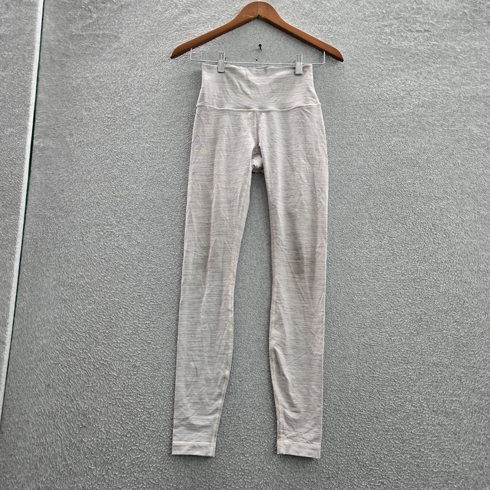 Lululemon‎ Women Activewear Pants 4 Beige Striped Wunder Under High Rise 28"